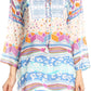 Sakkas Carina Tie Front 3/4 Sleeve Tunic with Cross Stitch Embroidery