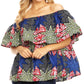 Sakkas Imani Colorful Wax African Ankara Dutch Off-shoulder Blouse Top Gorgeous