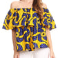Sakkas Imani Colorful Wax African Ankara Dutch Off-shoulder Blouse Top Gorgeous