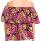 Sakkas Imani Colorful Wax African Ankara Dutch Off-shoulder Blouse Top Gorgeous