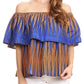 Sakkas Imani Colorful Wax African Ankara Dutch Off-shoulder Blouse Top Gorgeous