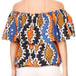 Sakkas Amai Off-shoulder Ruffle Ankara Wax African Dutch Casual Blouse Top