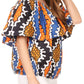 Sakkas Amai Off-shoulder Ruffle Ankara Wax African Dutch Casual Blouse Top