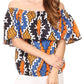 Sakkas Amai Off-shoulder Ruffle Ankara Wax African Dutch Casual Blouse Top