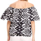 Sakkas Amai Off-shoulder Ruffle Ankara Wax African Dutch Casual Blouse Top