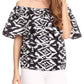 Sakkas Amai Off-shoulder Ruffle Ankara Wax African Dutch Casual Blouse Top