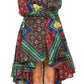 Sakkas Sol Womens Summer Swing Loose Dress African Print Roll up Sleeve Button