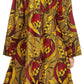 Sakkas Sol Womens Summer Swing Loose Dress African Print Roll up Sleeve Button