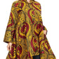Sakkas Sol Womens Summer Swing Loose Dress African Print Roll up Sleeve Button