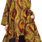 Sakkas Sol Womens Summer Swing Loose Dress African Print Roll up Sleeve Button