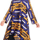 Sakkas Sol Womens Summer Swing Loose Dress African Print Roll up Sleeve Button