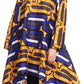 Sakkas Sol Womens Summer Swing Loose Dress African Print Roll up Sleeve Button