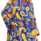 Sakkas Sol Womens Summer Swing Loose Dress African Print Roll up Sleeve Button