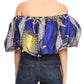 Sakkas Zola Women's Off Shoulder Pullover Blouse Top in African Ankara Wax Print