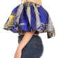 Sakkas Zola Women's Off Shoulder Pullover Blouse Top in African Ankara Wax Print