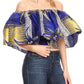 Sakkas Zola Women's Off Shoulder Pullover Blouse Top in African Ankara Wax Print