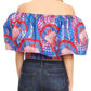 Sakkas Zola Women's Off Shoulder Pullover Blouse Top in African Ankara Wax Print