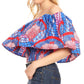 Sakkas Zola Women's Off Shoulder Pullover Blouse Top in African Ankara Wax Print
