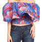 Sakkas Zola Women's Off Shoulder Pullover Blouse Top in African Ankara Wax Print
