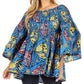 Sakkas Mela Women's Long Sleeve Peplum Off Shoulder Blouse Top in African Ankara