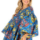 Sakkas Mela Women's Long Sleeve Peplum Off Shoulder Blouse Top in African Ankara