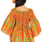 Sakkas Mela Women's Long Sleeve Peplum Off Shoulder Blouse Top in African Ankara
