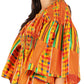 Sakkas Mela Women's Long Sleeve Peplum Off Shoulder Blouse Top in African Ankara
