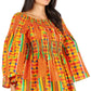 Sakkas Mela Women's Long Sleeve Peplum Off Shoulder Blouse Top in African Ankara