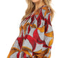 Sakkas Mela Women's Long Sleeve Peplum Off Shoulder Blouse Top in African Ankara