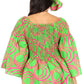 Sakkas Mela Women's Long Sleeve Peplum Off Shoulder Blouse Top in African Ankara