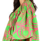 Sakkas Mela Women's Long Sleeve Peplum Off Shoulder Blouse Top in African Ankara