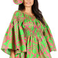 Sakkas Mela Women's Long Sleeve Peplum Off Shoulder Blouse Top in African Ankara