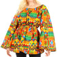 Sakkas Mela Women's Long Sleeve Peplum Off Shoulder Blouse Top in African Ankara