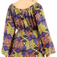 Sakkas Mela Women's Long Sleeve Peplum Off Shoulder Blouse Top in African Ankara
