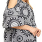 Sakkas Miranda Women's African Ankara Cold Shoulder Short Sleeve Flare Top Blouse