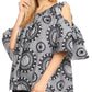 Sakkas Miranda Women's African Ankara Cold Shoulder Short Sleeve Flare Top Blouse