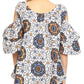 Sakkas Miranda Women's African Ankara Cold Shoulder Short Sleeve Flare Top Blouse