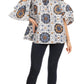 Sakkas Miranda Women's African Ankara Cold Shoulder Short Sleeve Flare Top Blouse