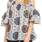 Sakkas Miranda Women's African Ankara Cold Shoulder Short Sleeve Flare Top Blouse