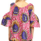 Sakkas Miranda Women's African Ankara Cold Shoulder Short Sleeve Flare Top Blouse