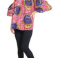 Sakkas Miranda Women's African Ankara Cold Shoulder Short Sleeve Flare Top Blouse