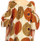 Sakkas Miranda Women's African Ankara Cold Shoulder Short Sleeve Flare Top Blouse