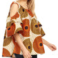 Sakkas Miranda Women's African Ankara Cold Shoulder Short Sleeve Flare Top Blouse