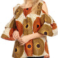 Sakkas Miranda Women's African Ankara Cold Shoulder Short Sleeve Flare Top Blouse