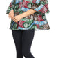 Sakkas Miranda Women's African Ankara Cold Shoulder Short Sleeve Flare Top Blouse