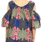 Sakkas Miranda Women's African Ankara Cold Shoulder Short Sleeve Flare Top Blouse