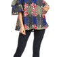 Sakkas Miranda Women's African Ankara Cold Shoulder Short Sleeve Flare Top Blouse