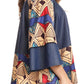 Sakkas Desta Off-shoulder Tent Top Blouse on Chambray and Wax African Ankara Print