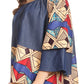 Sakkas Desta Off-shoulder Tent Top Blouse on Chambray and Wax African Ankara Print