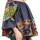 Sakkas Desta Off-shoulder Tent Top Blouse on Chambray and Wax African Ankara Print